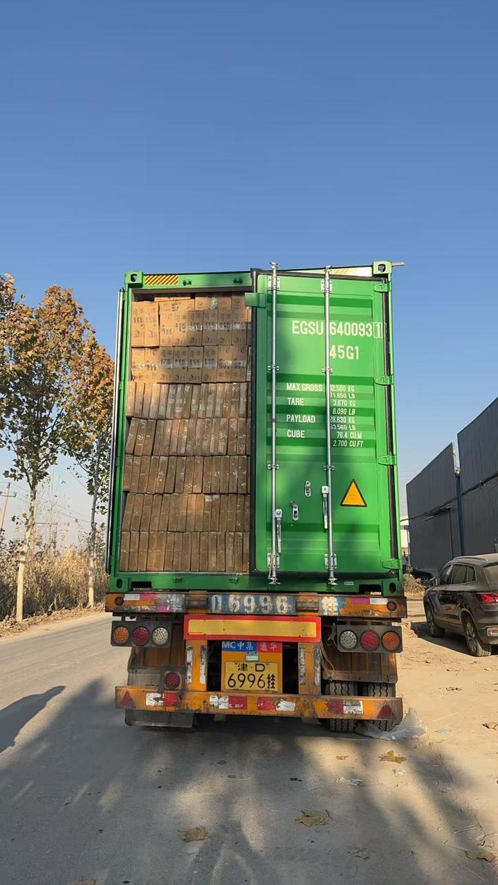 Container verde carregado com caixas de importação